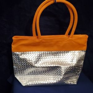 Woven Metallic Tote Bag
